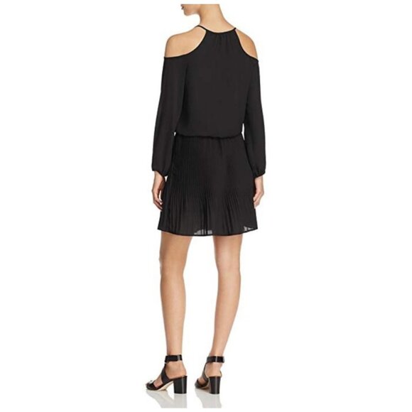 ALISON ANDREWS Black Cold Shoulder Pleated Mini Dress - Size M / NWT - Picture 2 of 10